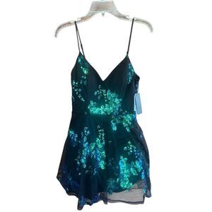 City Studio Camisole Blue/green  sequence Party Dress Sz 5/6 NWT